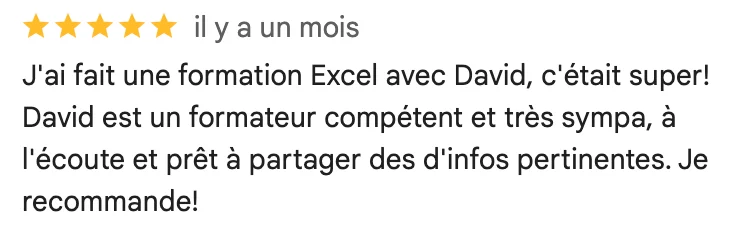 Avis Google d'un·e participant·e à nos formations